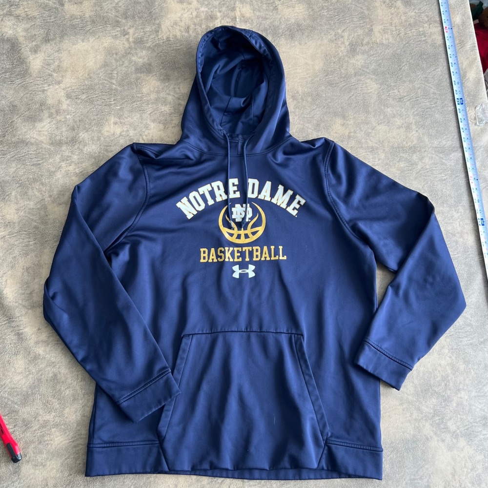 Under Armour Hoodie Mens XL Navy Notre Dame Basketball Pullover Sweatshirt
